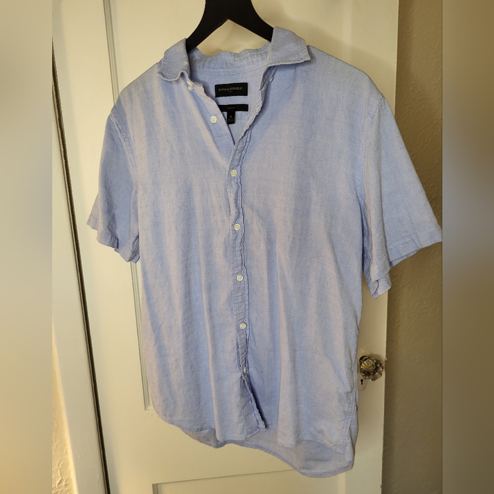 Men's Banana Republic Short-sleeve Chambray Buttom-down Size M